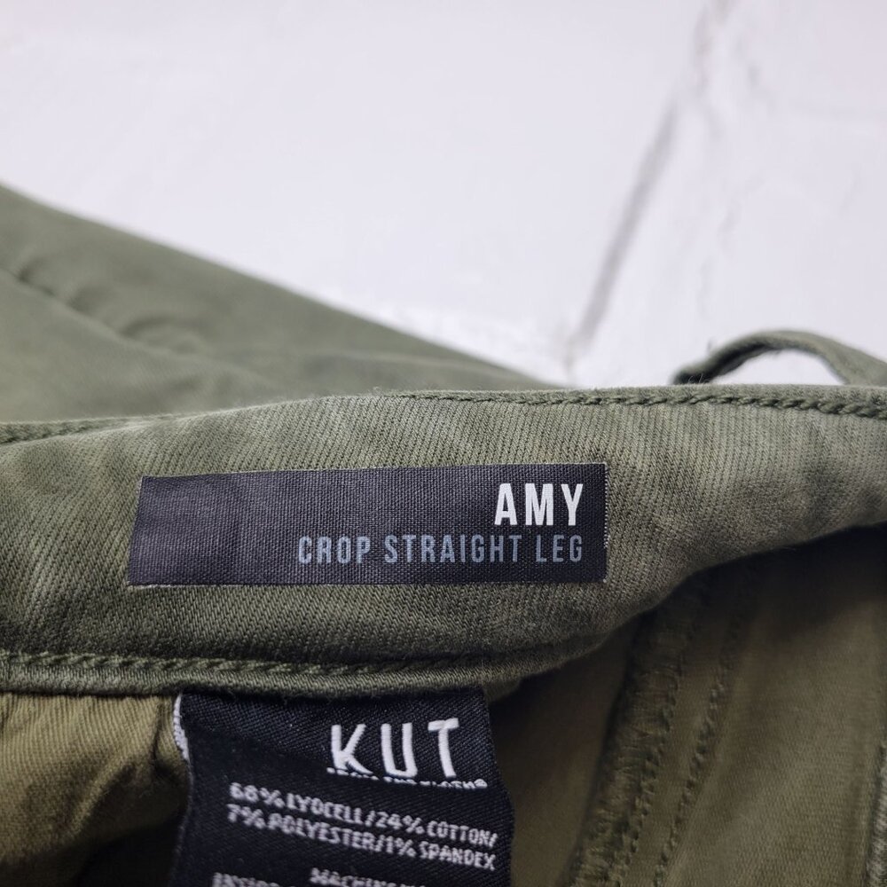 Kut From The Kloth Women's Size 6 Pants Amy Crop Straight Leg Cuffed Green - Picture 4 of 5